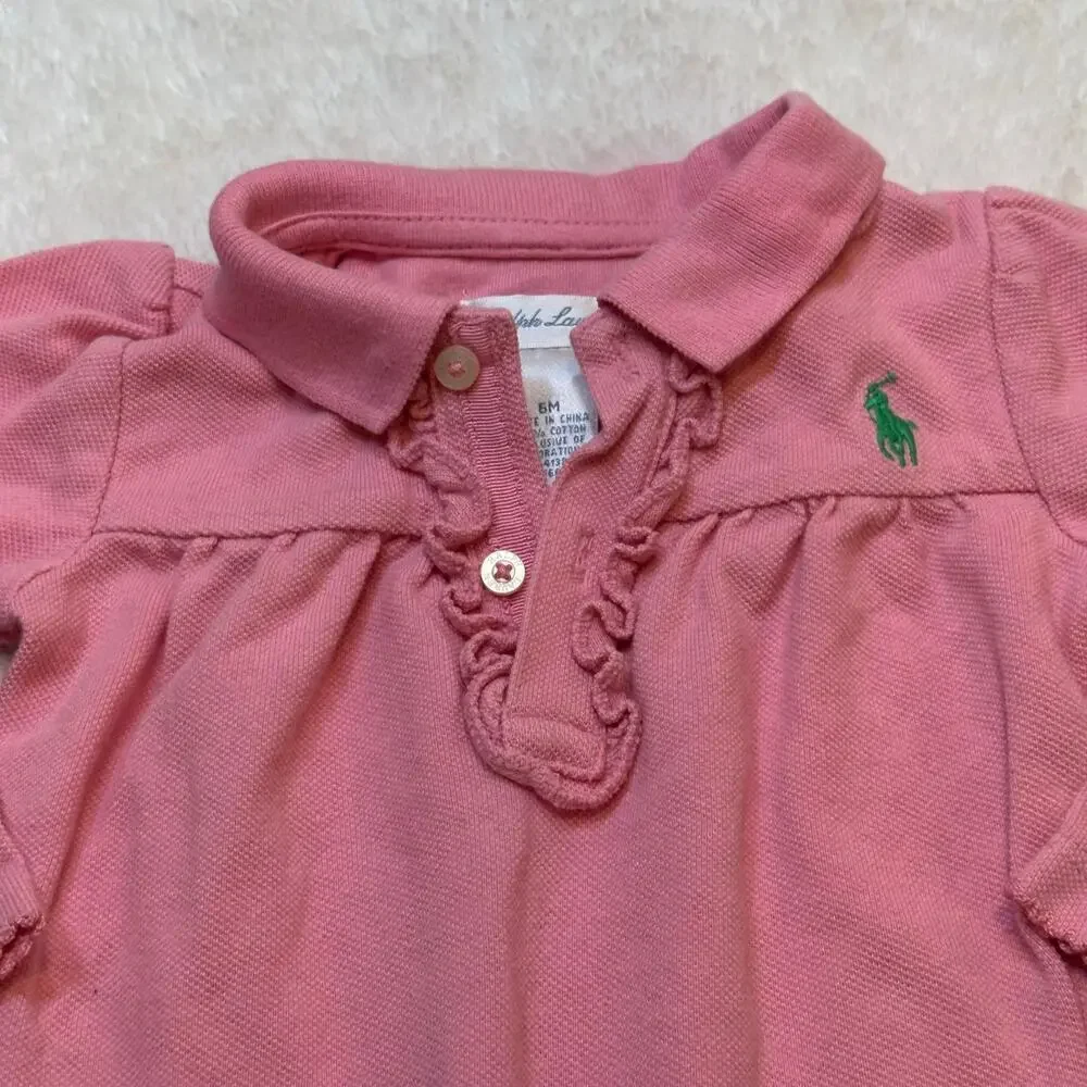 Ralph Lauren Pink Polo Romper sz 6 m Baby Girl Polo Romper